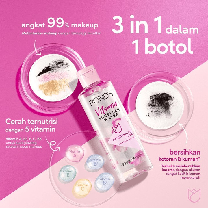 میسلار واتر پوندز مدل Brightening Rose مناسب برای انواع پوست حجم 400 میلی لیتر