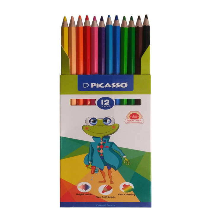 مداد رنگی 12 رنگ پیکاسو طرح قورباغه مدل GOL-12-C