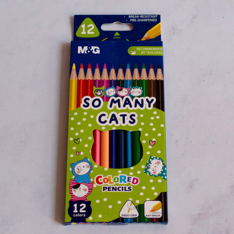 مداد رنگی 12 رنگ ام اند جی مدل so many cats