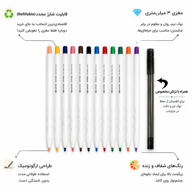 مداد رنگی اتودی 12 رنگ طرح کرای بیبی