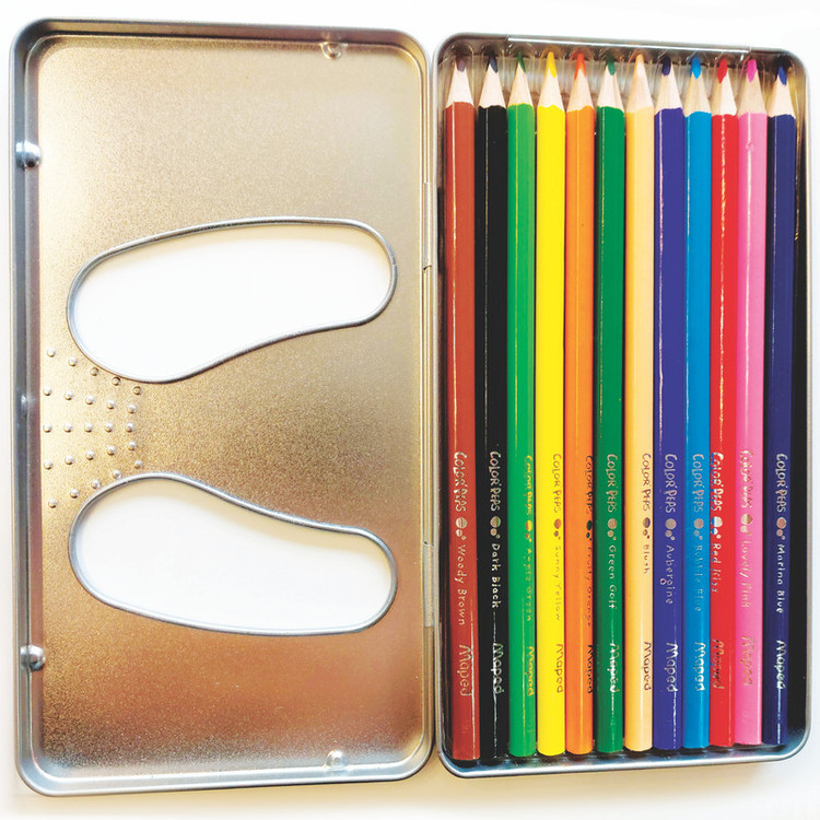 مداد رنگی 12 رنگ مپد مدل COLOR PEPS کد metal به همراه تراش و پاک کن