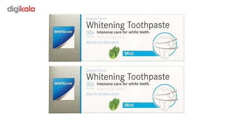 پک 2 عددی خمیر دندان سفید کننده وایت اسمایل مدل Whitening حجم 75میلی لیتر