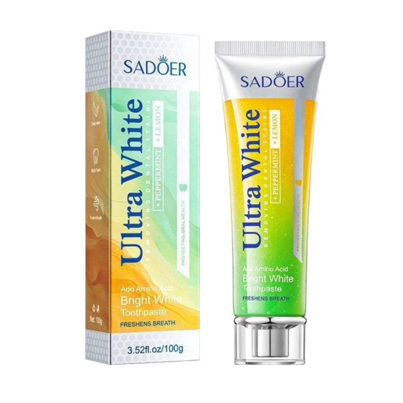 خمیر دندان  سفید کننده سادور مدل ultra white با طعم نعناع و لیمو وزن 100 گرم